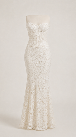 Largo Vestido de Encaje con Corsé Isabela