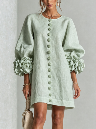 Alba | Mini vestido con botones y mangas florales