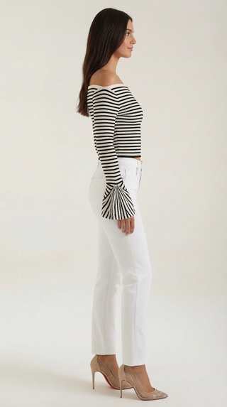 Camisa Rayada Anna con Mangas Abullonadas