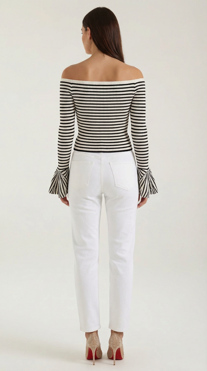 Camisa Rayada Anna con Mangas Abullonadas