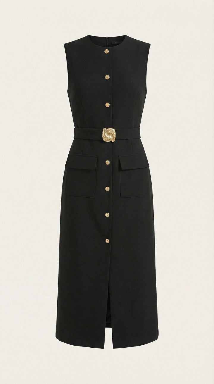 Vestido Midi Arlene con Detalles de Botones
