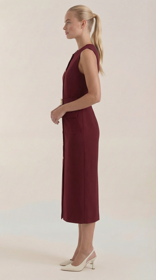 Vestido Midi Arlene con Detalles de Botones