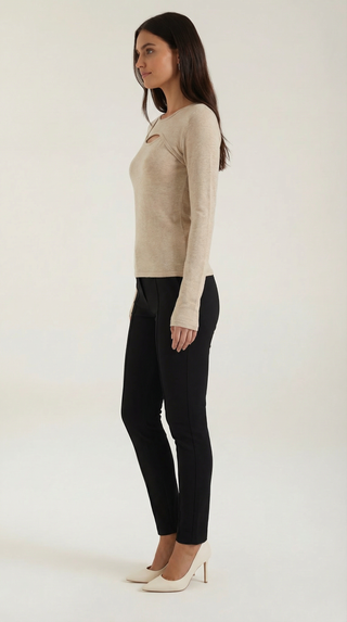 Barbara Chic Long Sleeve Corte Cutout Top