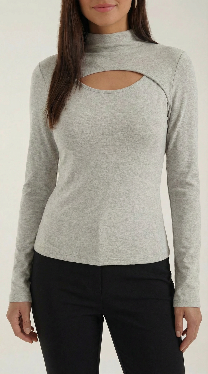 Barbara Chic Long Sleeve Corte Cutout Top