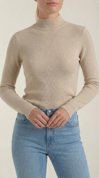 Constance Algodón Top de Cuello Alto