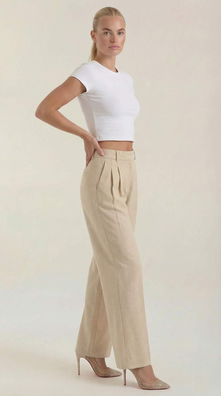 Pantalones Plisados de Cintura Alta Courtney