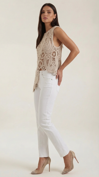 Blusa Asimétrica Delia con Detalles de Encaje