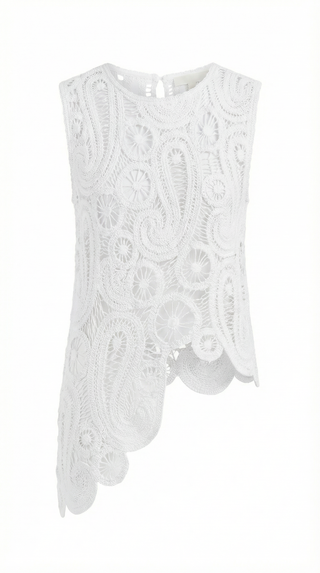Blusa Asimétrica Delia con Detalles de Encaje