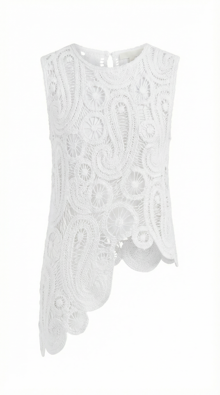 Blusa Asimétrica Delia con Detalles de Encaje