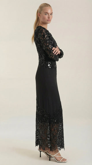 Vestido Maxi Elise con Lentejuelas y Encaje