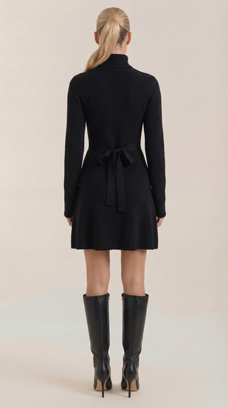 Mini Vestido de Punto con Cuello Alto Geneva