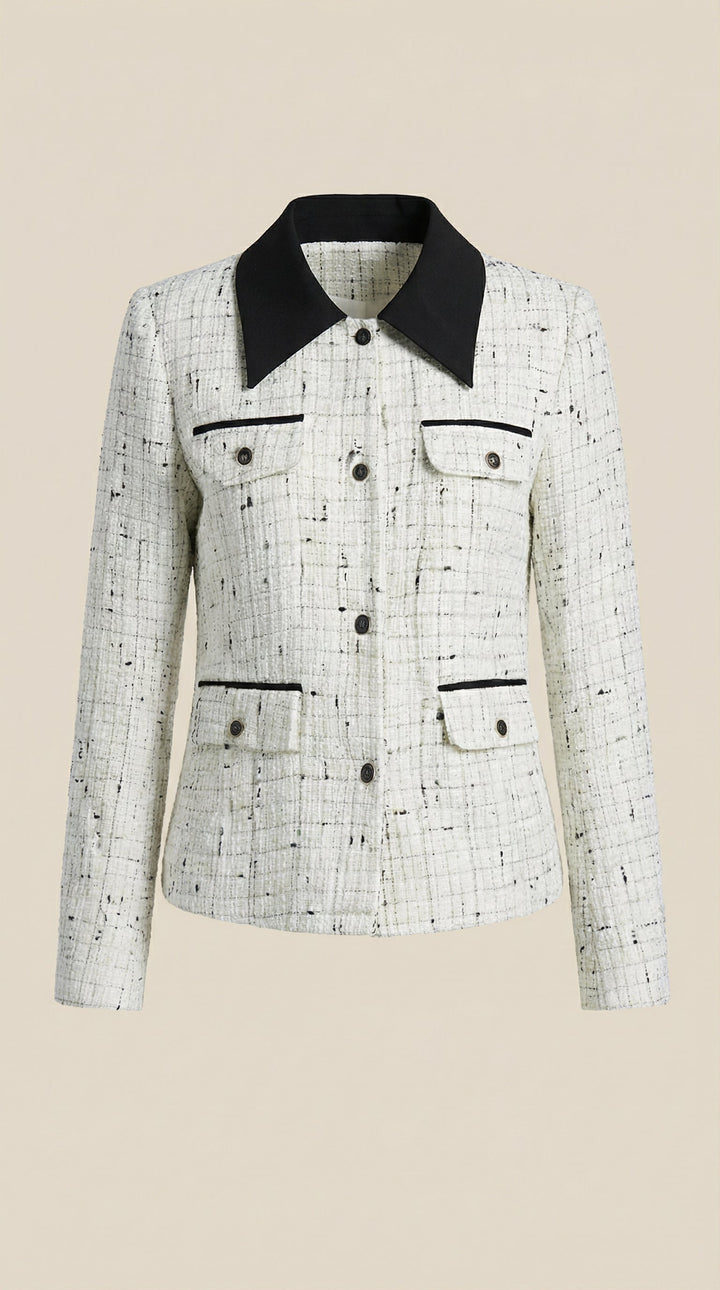 Chaqueta Heidi de tweed con cuello a contraste