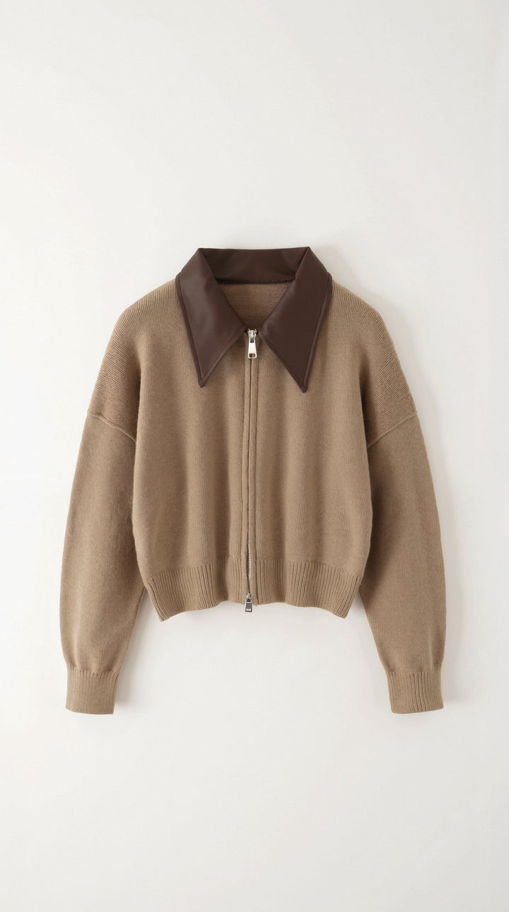Chaqueta Corto de Punto con Cuello