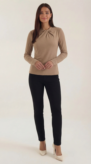 Blusa Jamie con cuello mock y lazo