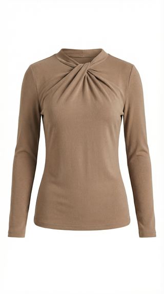 Blusa Jamie con cuello mock y lazo