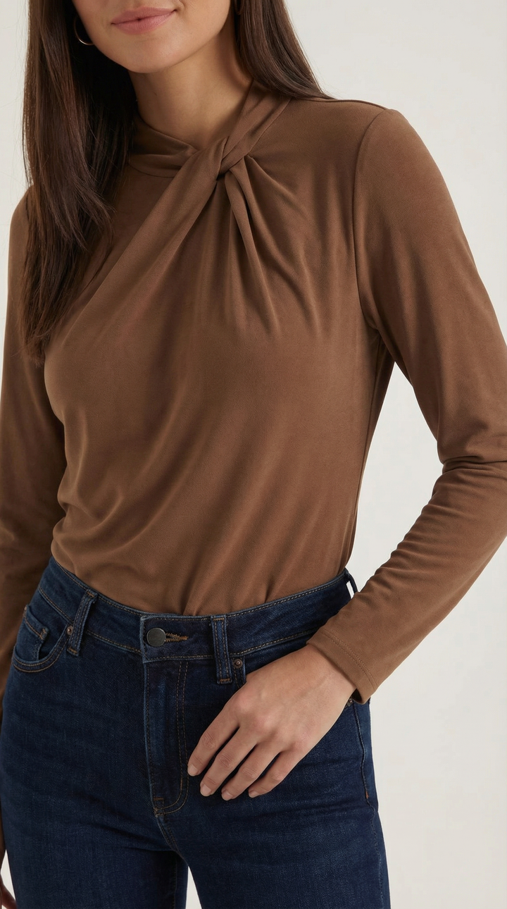 Blusa Jamie con cuello mock y lazo