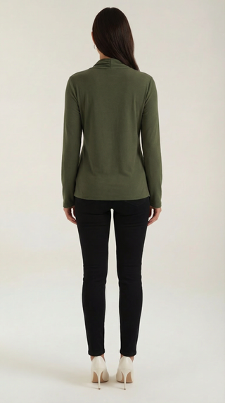Blusa Jamie con cuello mock y lazo