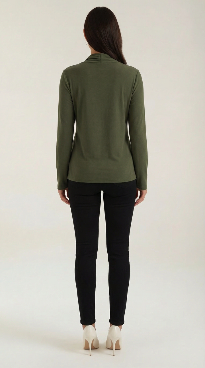Blusa Jamie con cuello mock y lazo