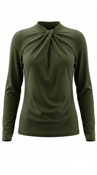 Blusa Jamie con cuello mock y lazo