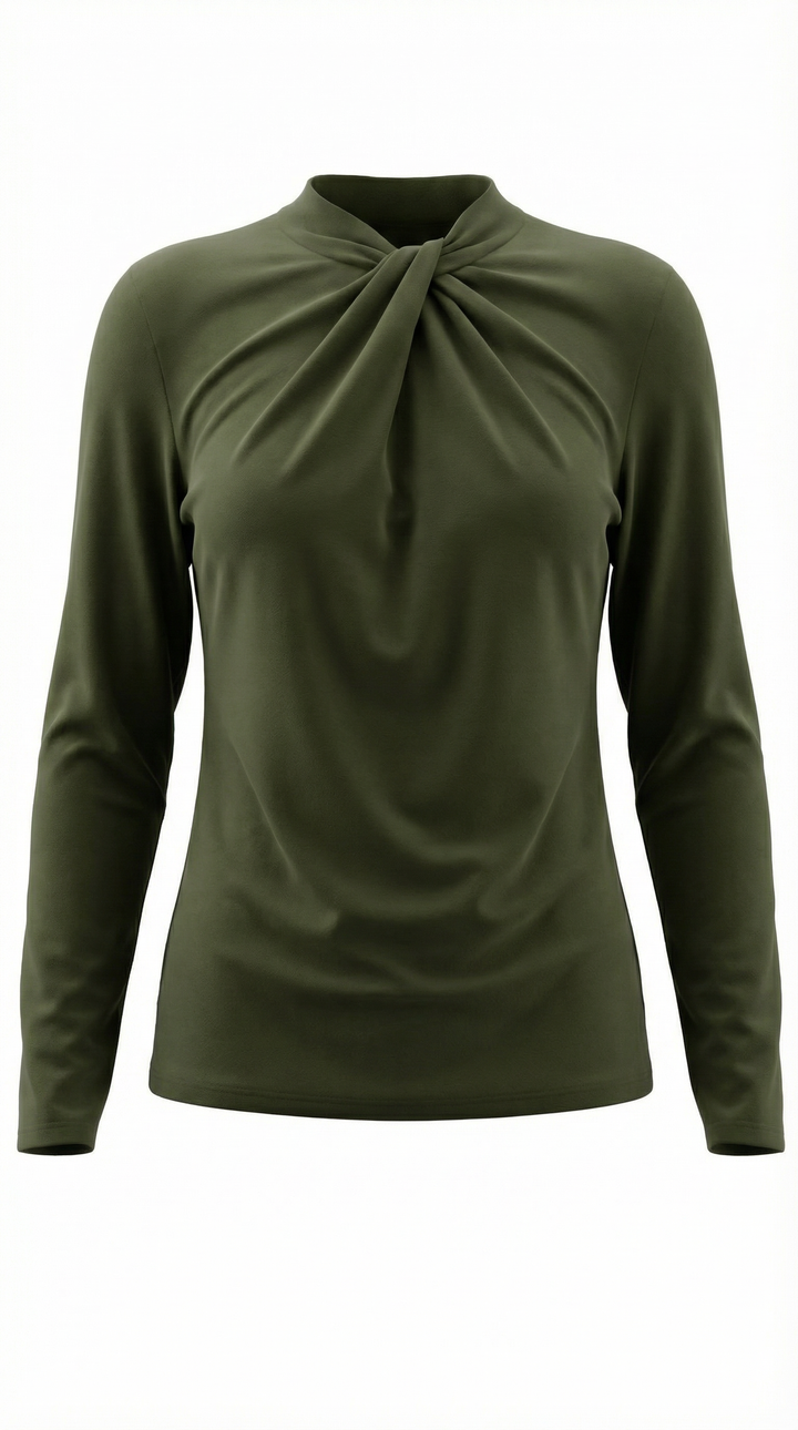 Blusa Jamie con cuello mock y lazo