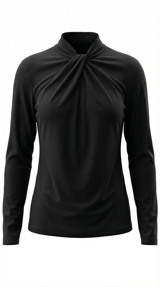Blusa Jamie con cuello mock y lazo