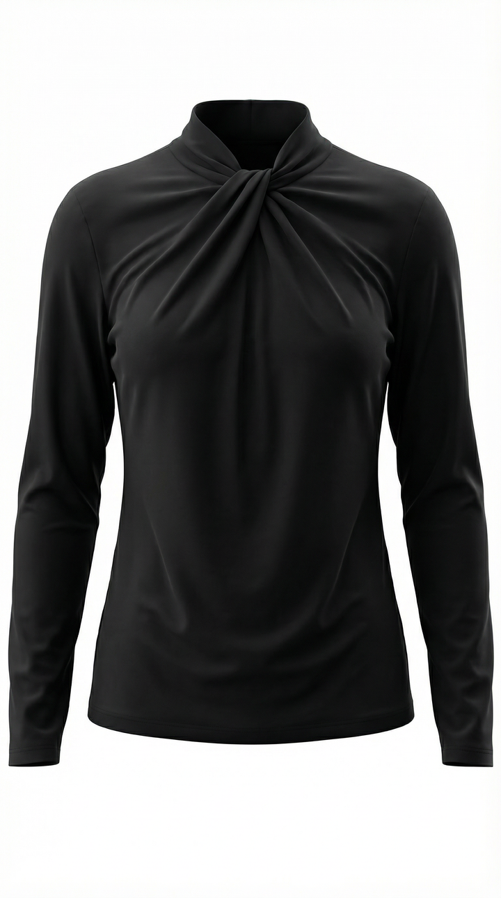 Blusa Jamie con cuello mock y lazo