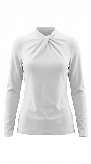 Blusa Jamie con cuello mock y lazo