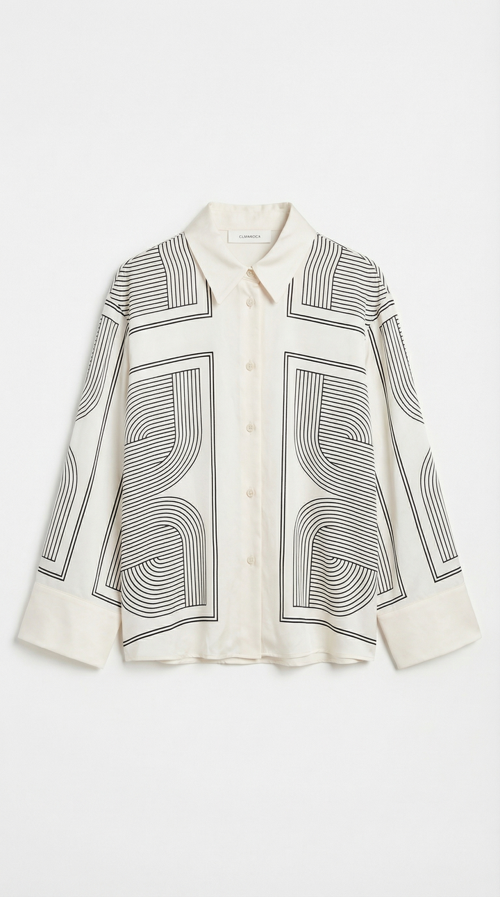 Camisa Judy con Estampado Gráfico y Cuello de Botón
