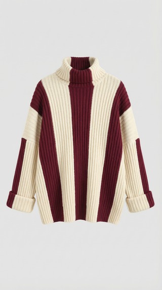 Suéter Oversize de Cuello Alto 'June' con Rayas