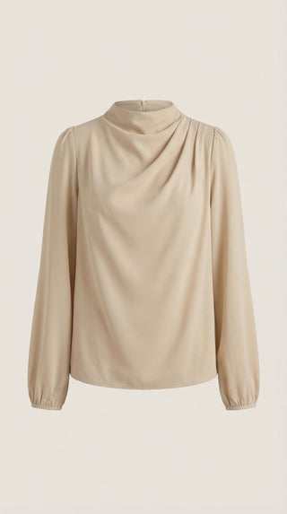 Blusa de Manga Larga Drapiada Marcia