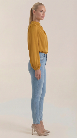Blusa de Manga Larga Drapiada Marcia