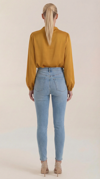 Blusa de Manga Larga Drapiada Marcia