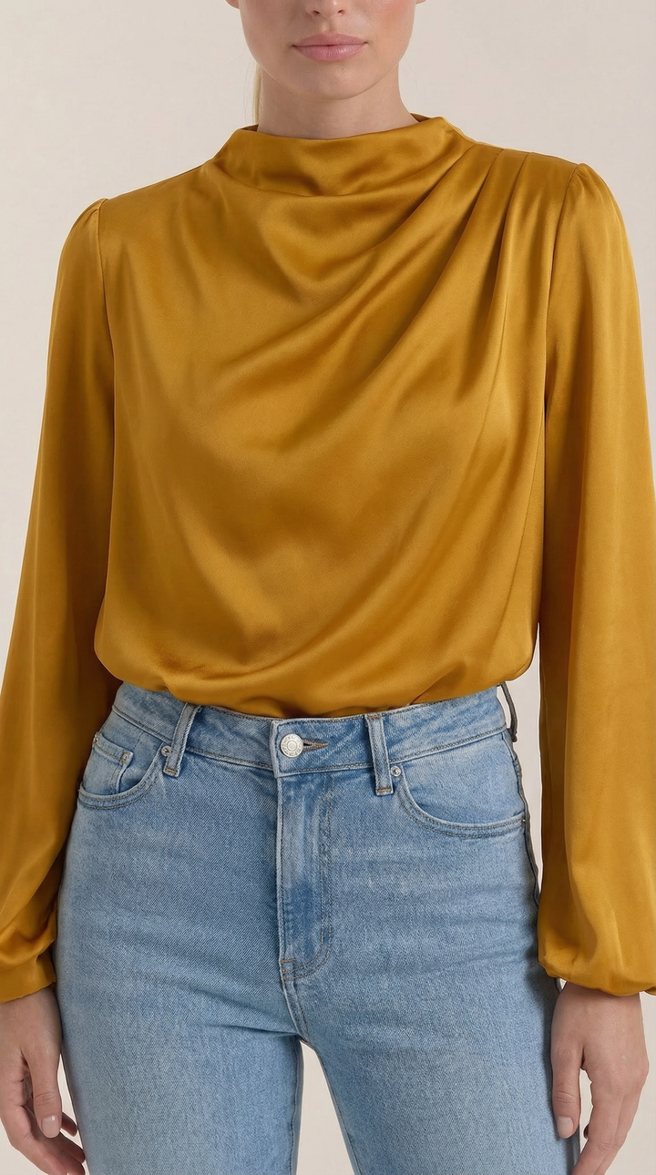 Blusa de Manga Larga Drapiada Marcia