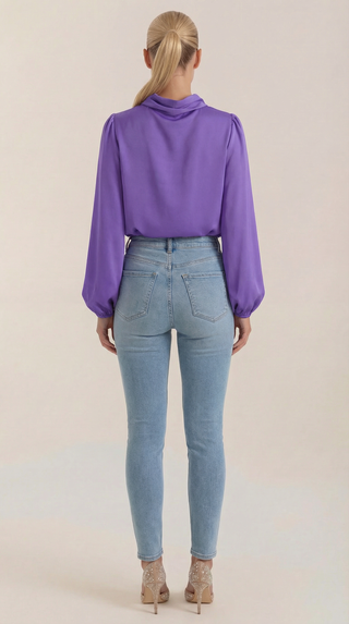 Blusa de Manga Larga Drapiada Marcia