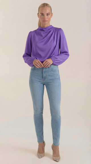 Blusa de Manga Larga Drapiada Marcia