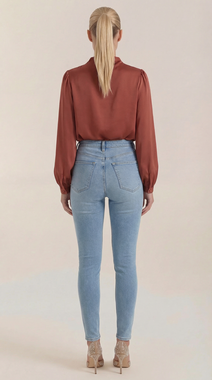 Blusa de Manga Larga Drapiada Marcia