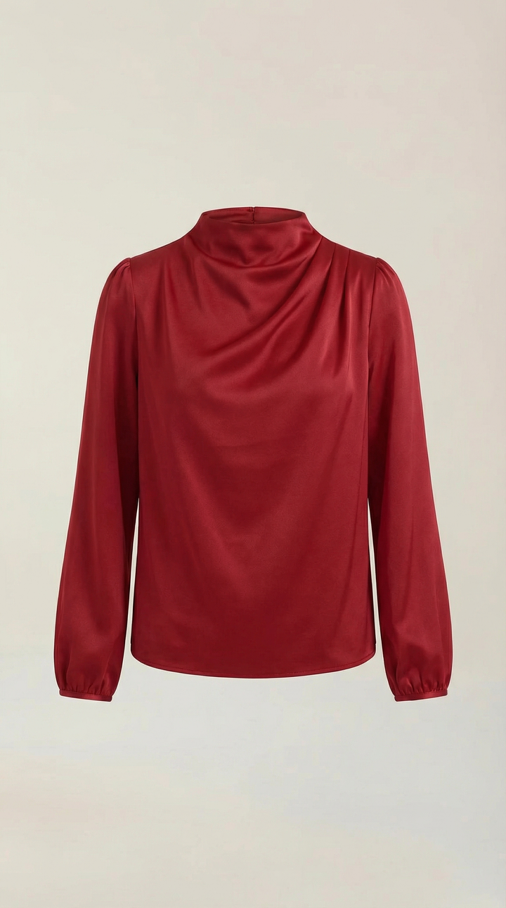 Blusa de Manga Larga Drapiada Marcia