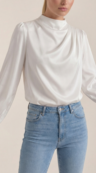 Blusa de Manga Larga Drapiada Marcia