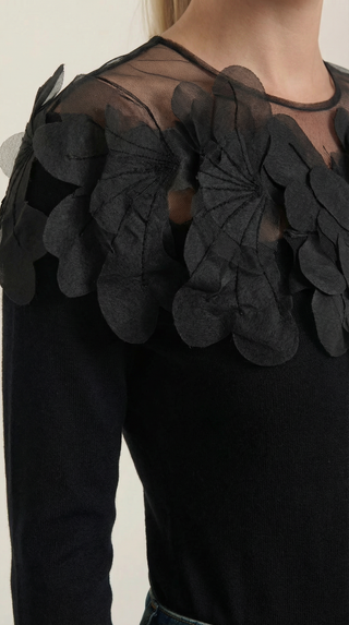 Suéter de punto con adornos de plumas