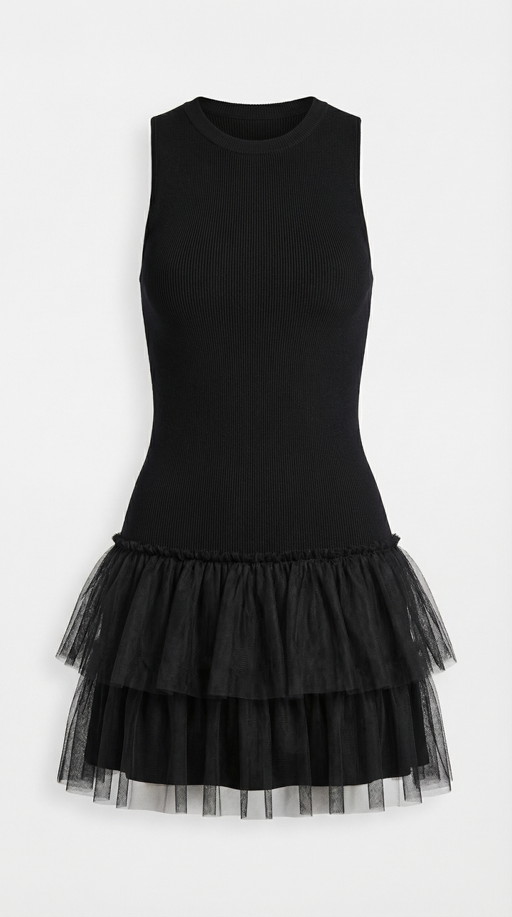 Mini Vestido de Tul Nadia con Cuello Alto