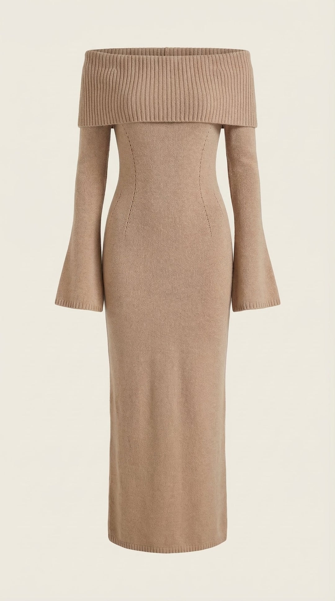 Vestido largo ajustado con hombros descubiertos de Quinlan