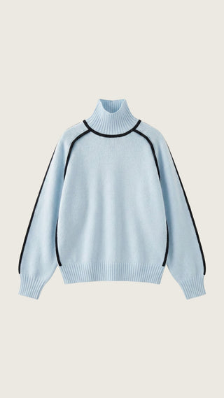 Suéter de cuello alto con detalles en contraste