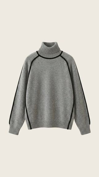 Suéter de cuello alto con detalles en contraste