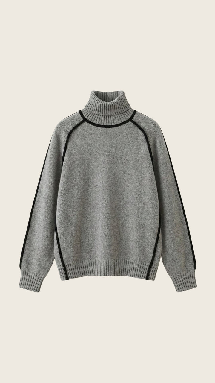 Suéter de cuello alto con detalles en contraste