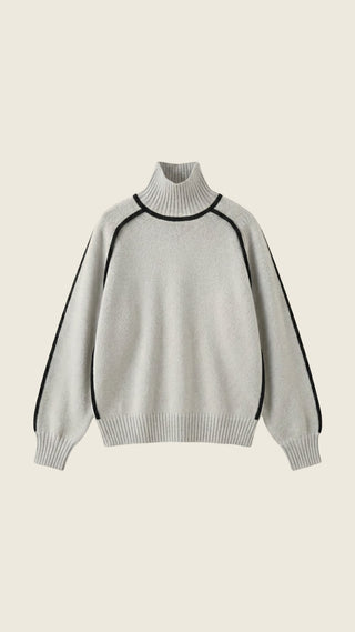 Suéter de cuello alto con detalles en contraste