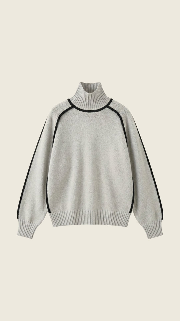 Suéter de cuello alto con detalles en contraste