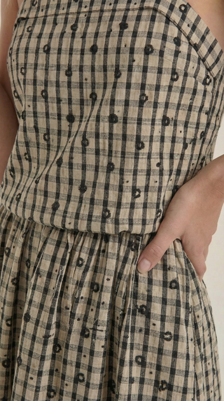 Vestido Midi de Verano a Cuadros con Escote Redondo