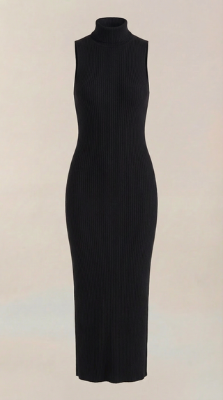 Vestido Sonia midi ajustado de cuello alto