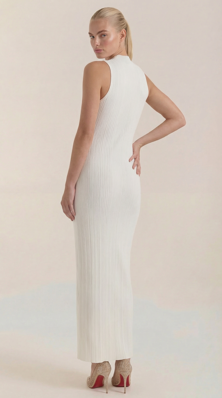 Vestido Sonia midi ajustado de cuello alto