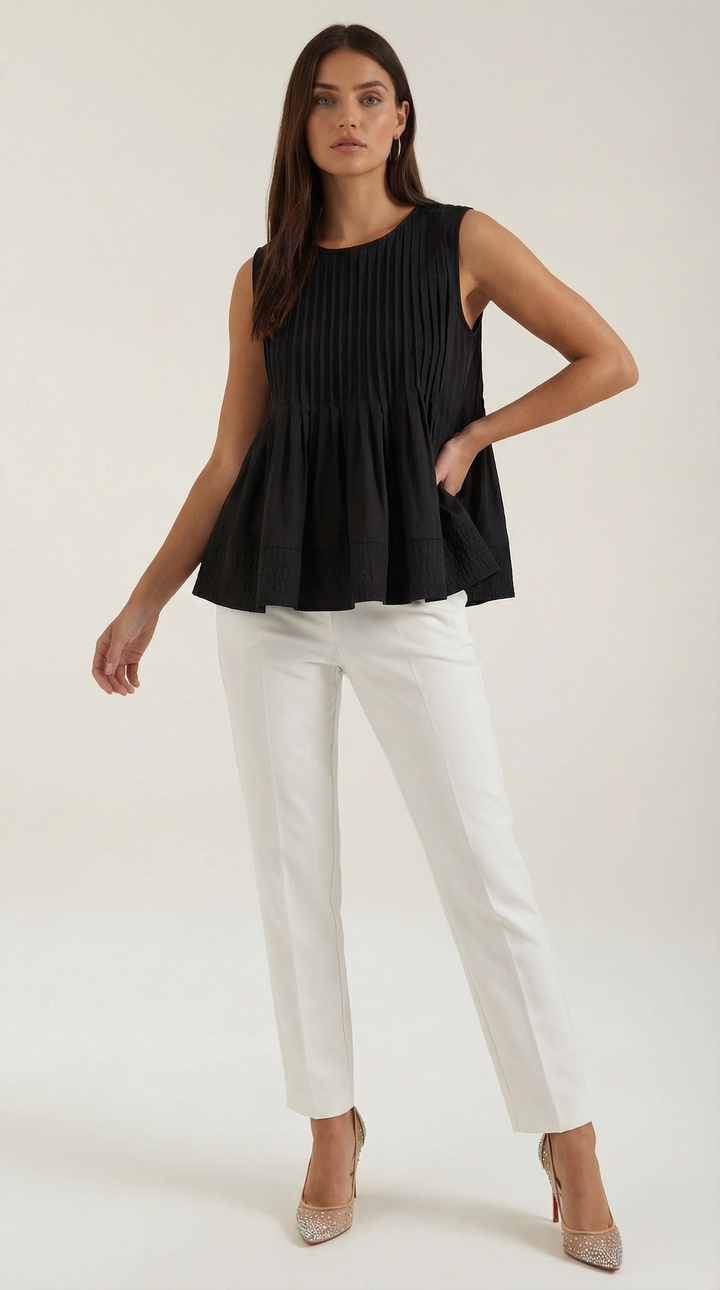 Vestido peplum Tess con pliegues - Estilo premium